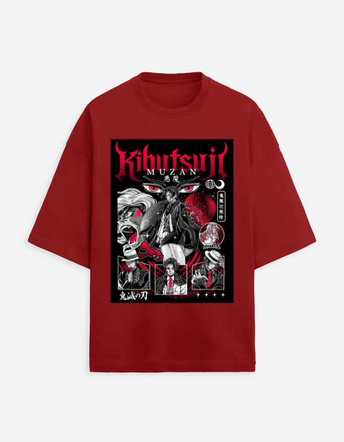 Muzan Kibutsuji Oversized Anime Graphic T-Shirt – Demon King Streetwear Tee