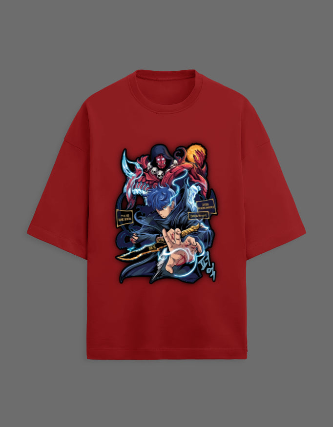 Sung Jin-Woo Oversized Anime Graphic T-Shirt – Shadow Monarch Streetwear Tee