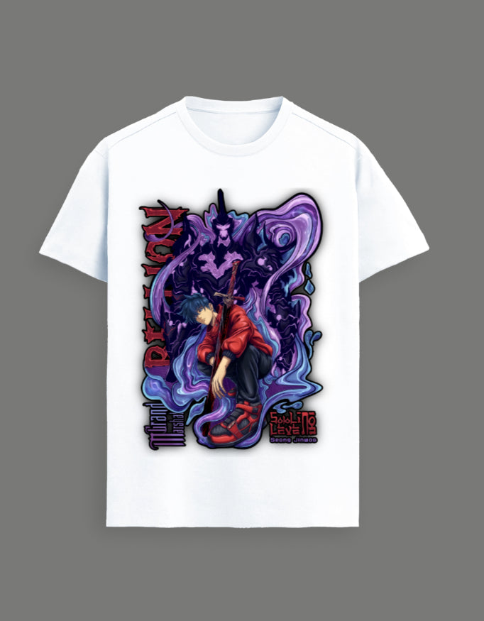 Sung Jin-Woo Shadow Monarch Graphic T-Shirt – Solo Leveling Anime Premium Tee