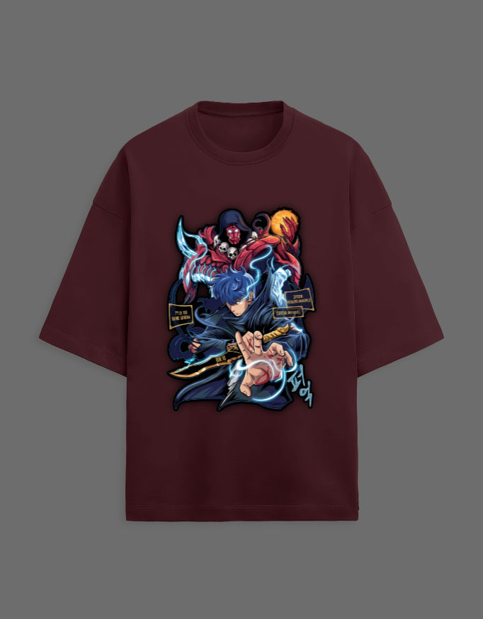 Sung Jin-Woo Oversized Anime Graphic T-Shirt – Shadow Monarch Streetwear Tee