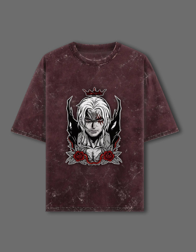 Red-Haired Shanks Acid Wash Oversized T-Shirt – One Piece Anime Streetwear Tee