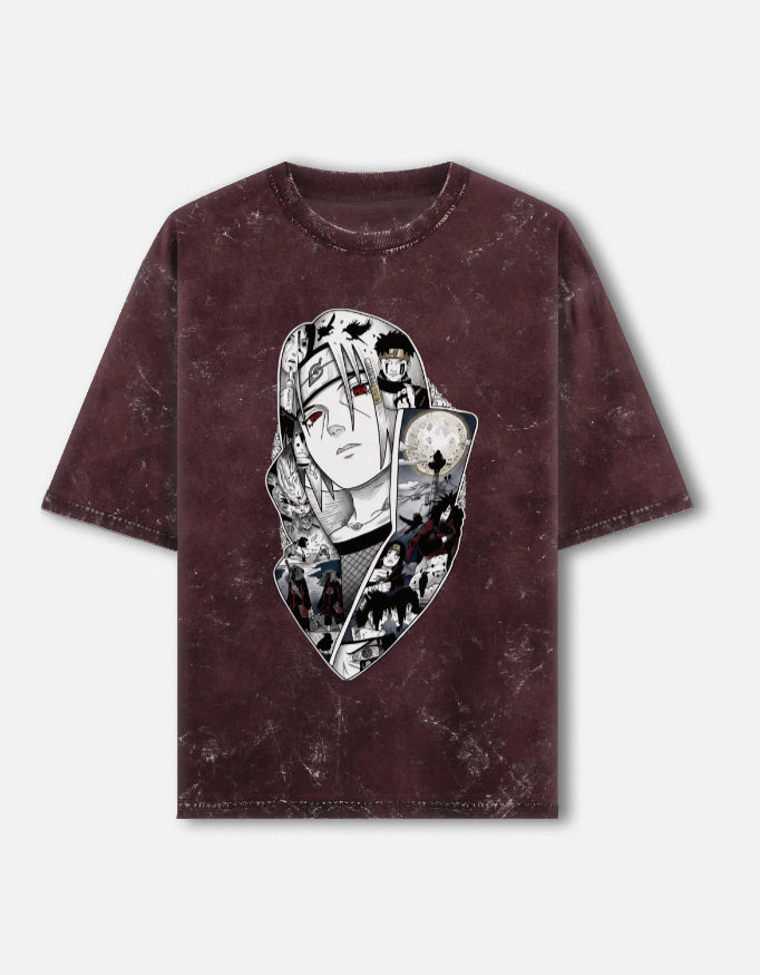 Itachi Uchiha Acid Wash Oversized T-Shirt – Naruto Anime Streetwear Tee