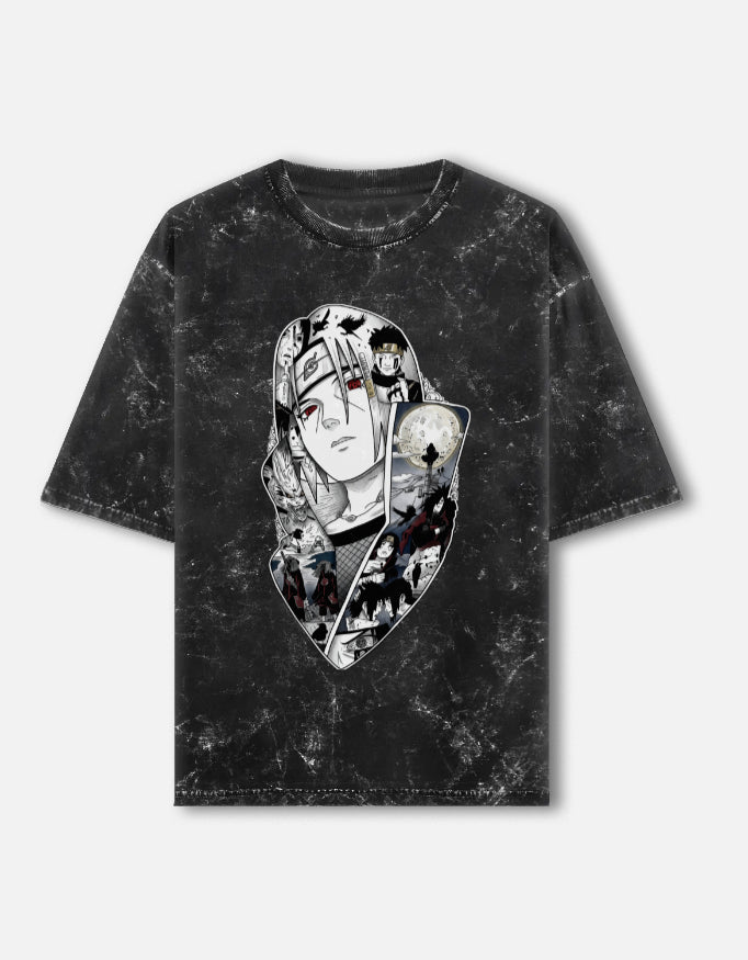 Itachi Uchiha Acid Wash Oversized T-Shirt – Naruto Anime Streetwear Tee