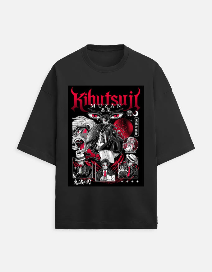 Muzan Kibutsuji Oversized Anime Graphic T-Shirt – Demon King Streetwear Tee
