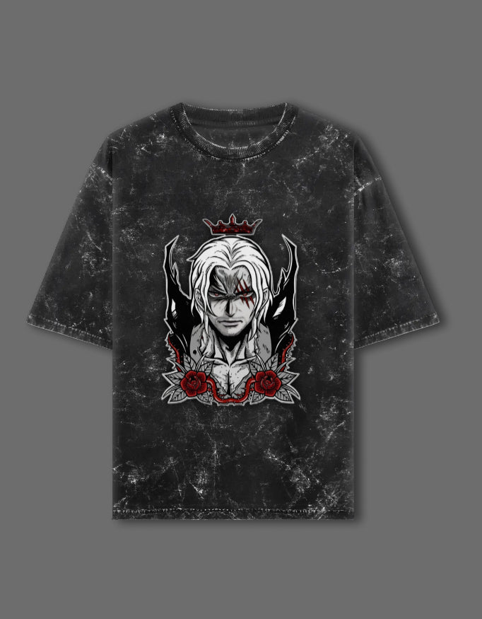 Red-Haired Shanks Acid Wash Oversized T-Shirt – One Piece Anime Streetwear Tee