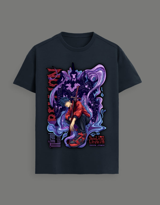 Sung Jin-Woo Shadow Monarch Graphic T-Shirt – Solo Leveling Anime Premium Tee