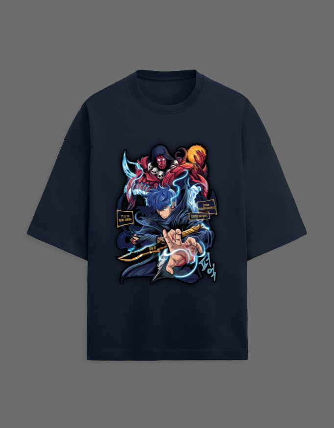 Sung Jin-Woo Oversized Anime Graphic T-Shirt – Shadow Monarch Streetwear Tee