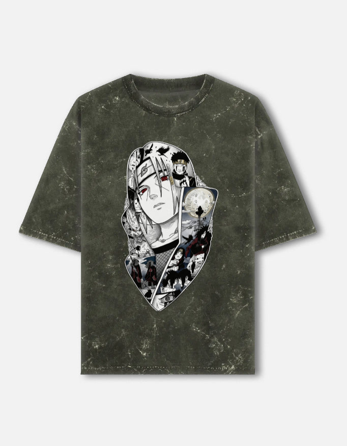 Itachi Uchiha Acid Wash Oversized T-Shirt – Naruto Anime Streetwear Tee