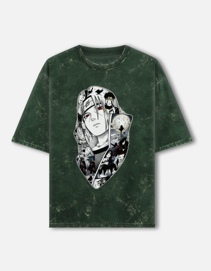 Itachi Uchiha Acid Wash Oversized T-Shirt – Naruto Anime Streetwear Tee