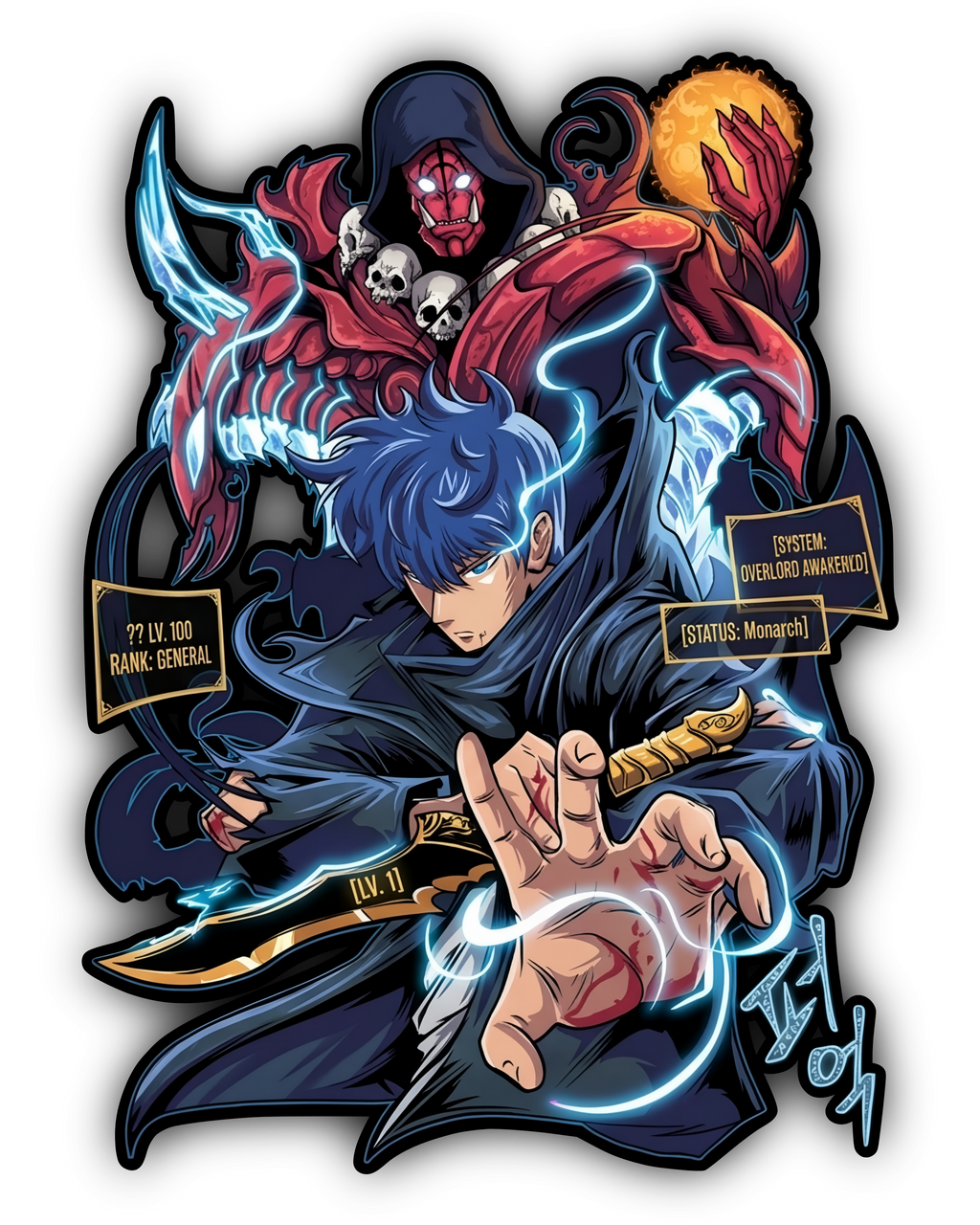 Sung Jin-Woo Oversized Anime Graphic T-Shirt – Shadow Monarch Streetwear Tee